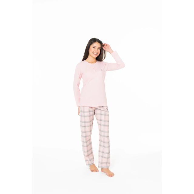 Pembe Pamuk Ekose Desenli Kadın Pijama Takımı U.S. Polo Assn.