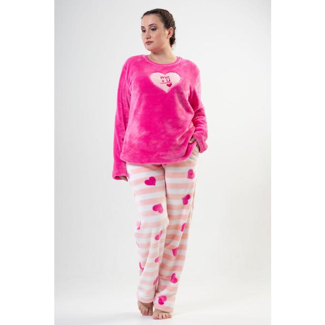 Kadın Pembe Soft O Yaka Uzun Kol Cepli Pijama Takım Kadın Pembe Soft O Yaka Uzun Kol Cepli Pijama Takım