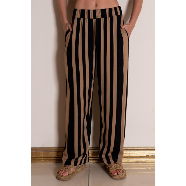 Kadın Siyah Çizgili Cepli Pijama Alt