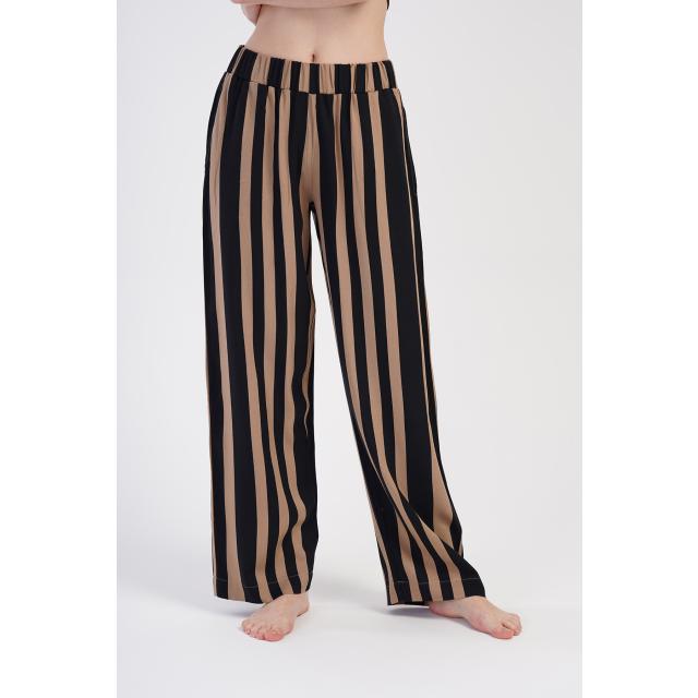 Kadın Siyah Çizgili Cepli Pijama Alt