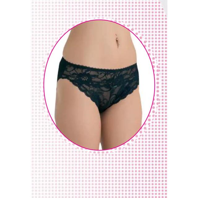 Kadın Siyah Dantelli Pamuklu Modal Slip Külot