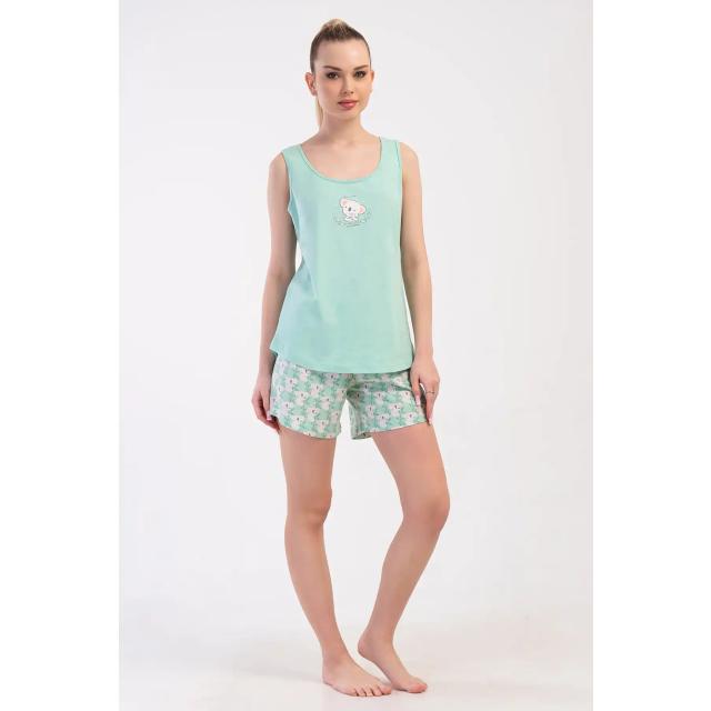 Kadın Süprem Açık Yeşil Kalın Askılı Şortlu Pijama Takım