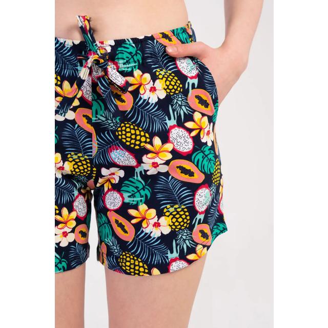 Kadın Süprem Çiçek Desenli Cepli İp Büzgülü Şort Pijama Altı