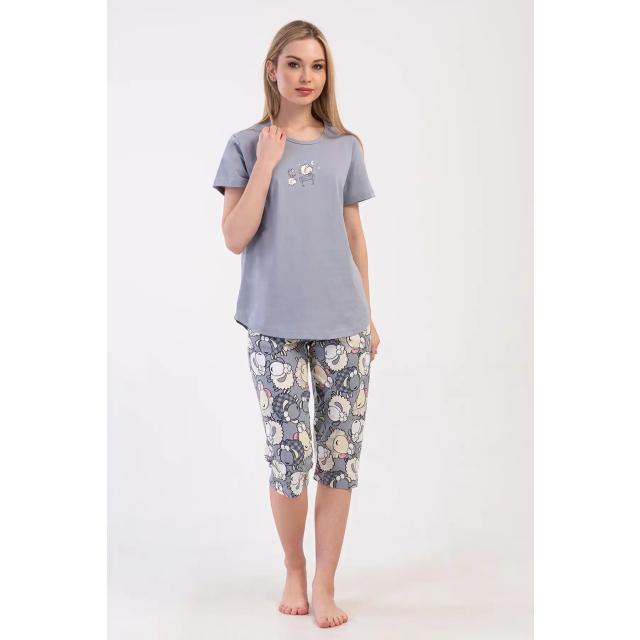 Kadın Süprem Füme Desenli Kapri Pijama Takım Kadın Süprem Füme Desenli Kapri Pijama Takım