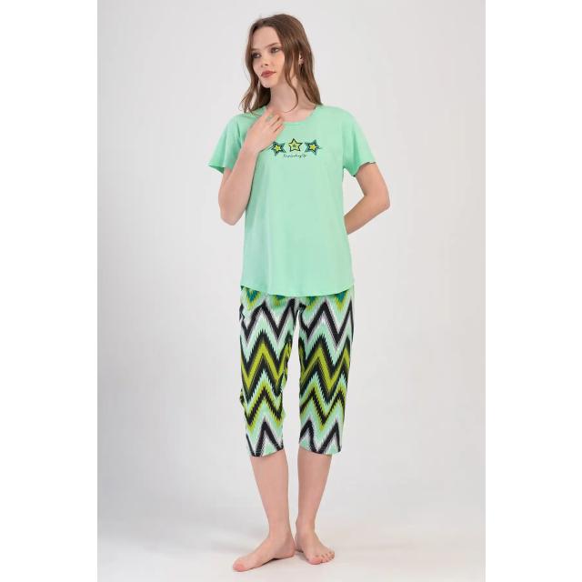 Kadın Süprem Mint Yeşili Kısa Kollu Kapri Pijama Takım Kadın Süprem Mint Yeşili Kısa Kollu Kapri Pijama Takım