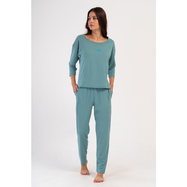 Kadın Suprem O Yaka Düşük Omuzlu Cepli Pijama Takım Kadın Suprem O Yaka Düşük Omuzlu Cepli Pijama Takım