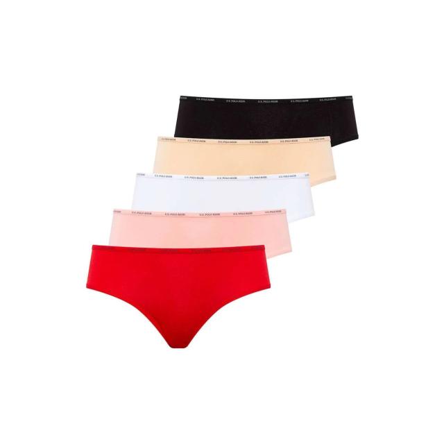 Kırmızı Somon Siyah Beyaz Ten Logolu Lastik Bel Kadın 5'li Yüksek Bel Slip Külot U.S. Polo Assn. Kırmızı Somon Siyah Beyaz Ten Logolu Lastik Bel Kadın 5'li Yüksek Bel Slip Külot U.S. Polo Assn.