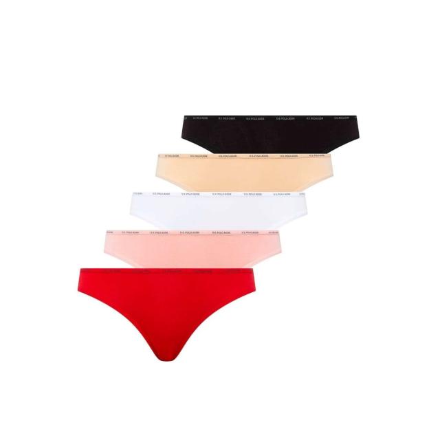 Kırmızı Somon Siyah Beyaz Ten Pamuklu Logolu Lastik Bel Kadın 5'li Düşük Bel Slip Külot U.S. Polo Assn. Kırmızı Somon Siyah Beyaz Ten Pamuklu Logolu Lastik Bel Kadın 5'li Düşük Bel Slip Külot U.S. Polo Assn.