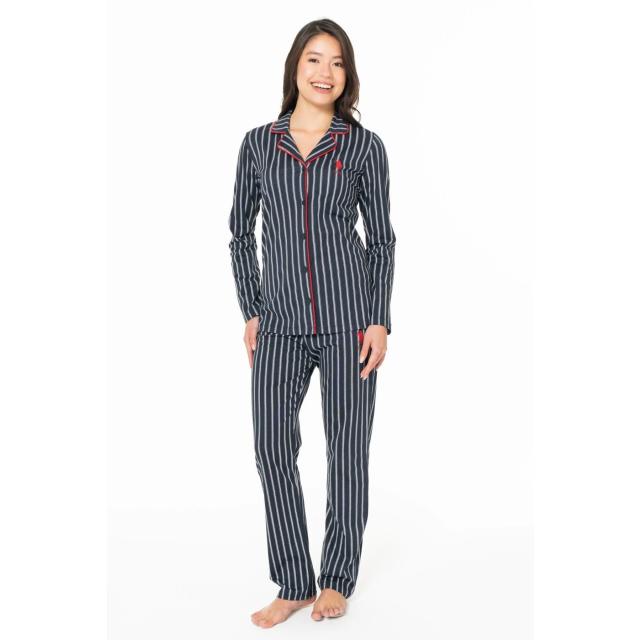 Lacivert Çizgili Kadın Uzun Kollu Gömlek Yaka Pijama Takımı U.S. Polo Assn. Lacivert Çizgili Kadın Uzun Kollu Gömlek Yaka Pijama Takımı U.S. Polo Assn.