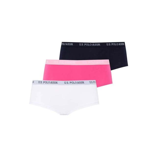 Lacivert Fuşya Beyaz Pamuk Karışımlı Logo Yazılı Lastik Bel Kadın 3'lü Şort Külot U.S. Polo Assn. Lacivert Fuşya Beyaz Pamuk Karışımlı Logo Yazılı Lastik Bel Kadın 3'lü Şort Külot U.S. Polo Assn.