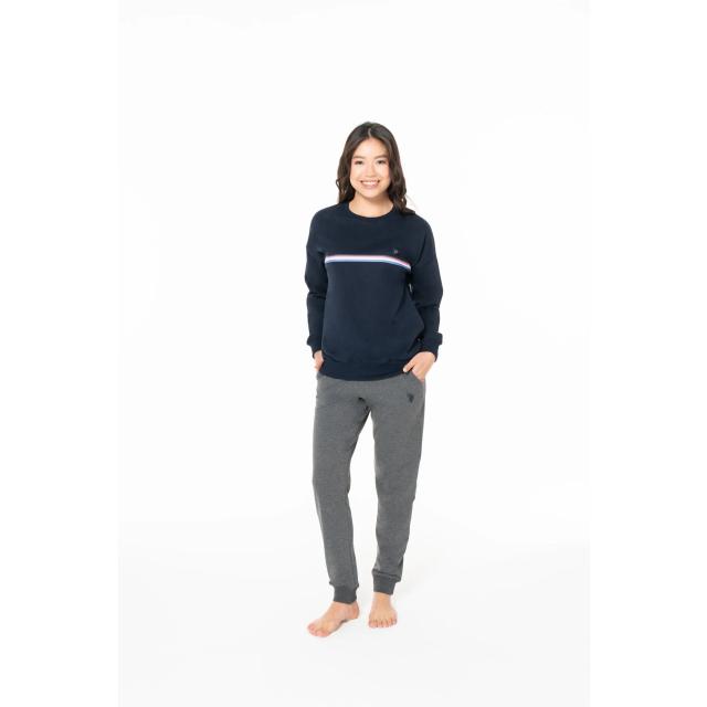 Lacivert Uzun Kollu Bisiklet Yaka Pijama Takımı