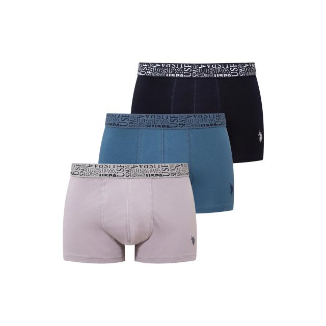 Lacivert İndigo Siyah Melanj Pamuk Karışımlı Erkek 3'lü Boxer Seti U.S. Polo Assn. 