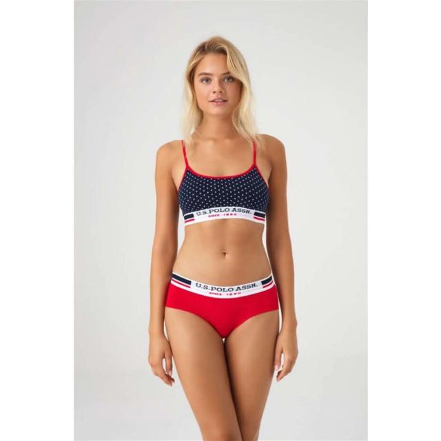 Lacivert Kırmızı Puanlı Kadın İp Askılı Büstiyer Şort Takım U.S. Polo Assn. Lacivert Kırmızı Puanlı Kadın İp Askılı Büstiyer Şort Takım U.S. Polo Assn.