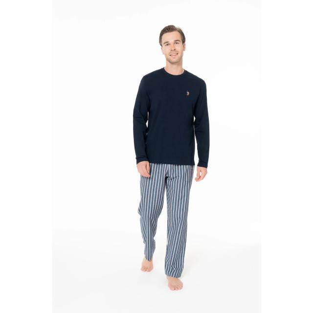 Lacivert Pamuklu Erkek Uzun Kollu Bisiklet Yaka Çizgili Pijama Takımı U.S. Polo Assn. Lacivert Pamuklu Erkek Uzun Kollu Bisiklet Yaka Çizgili Pijama Takımı U.S. Polo Assn.