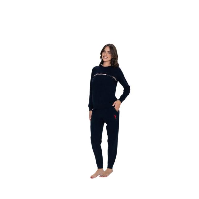 Lacivert Pamuklu Göğüs Şerit Detaylı Kadın Uzun Kollu Pijama Takımı U.S. Polo Assn. Lacivert Pamuklu Göğüs Şerit Detaylı Kadın Uzun Kollu Pijama Takımı U.S. Polo Assn.