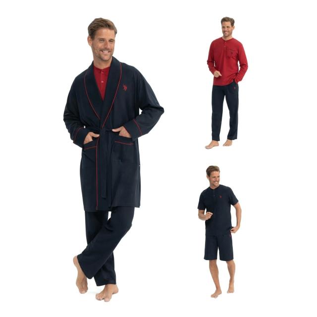Lacivert Pamuklu Sabahlık Detaylı Erkek Pijama Seti U.S. Polo Assn. Lacivert Pamuklu Sabahlık Detaylı Erkek Pijama Seti U.S. Polo Assn.
