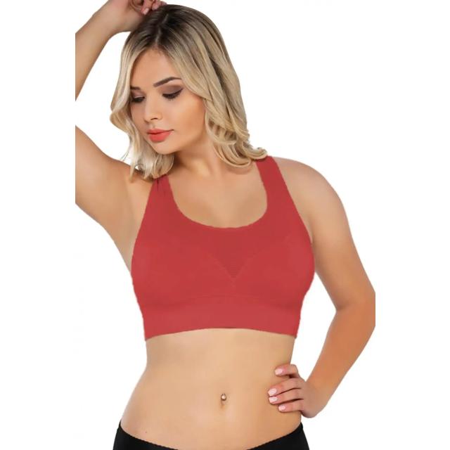 Mercan Dikişsiz Tül Pedli Toparlayıcı Büstiyer Mercan Dikişsiz Tül Pedli Toparlayıcı Büstiyer