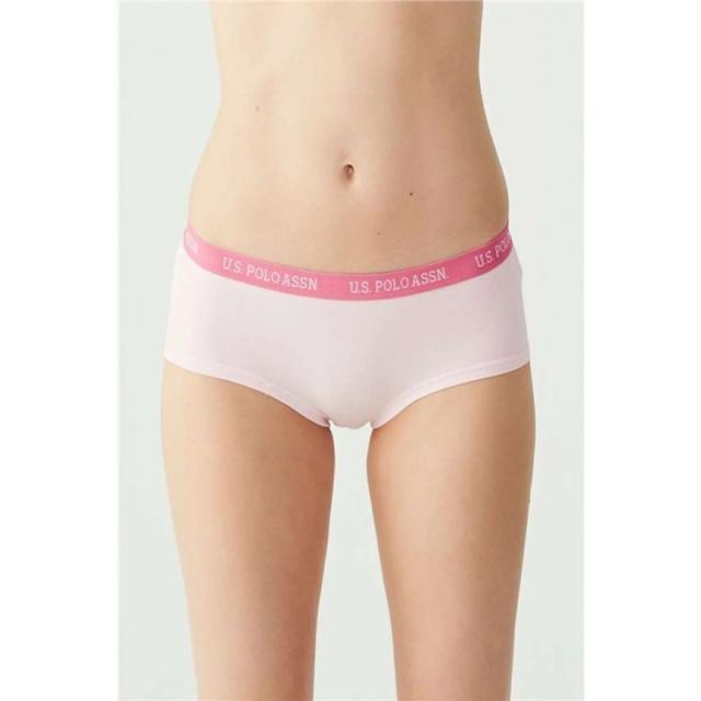 Pembe Gri Melanj Mint Pamuk Karışımlı Lastik Bel Kadın 3'lü Şort Külot U.S. Polo Assn.
