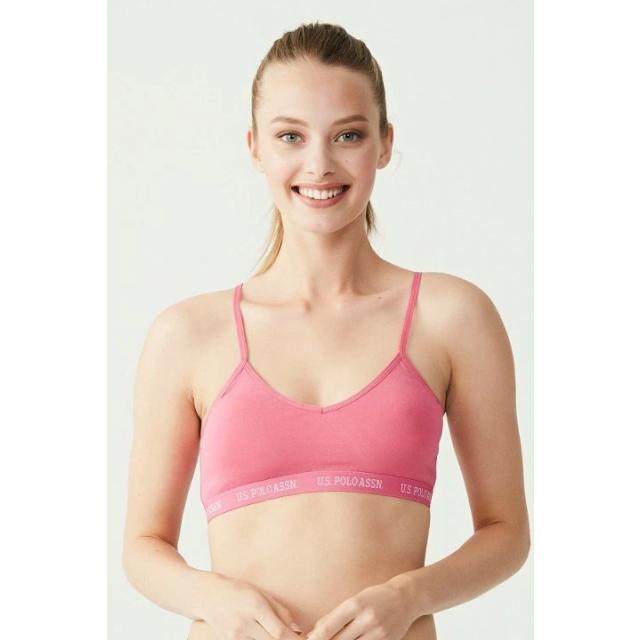Pembe Pamuk Karışımlı Logo Yazılı Lastik Detaylı Kadın İnce Askılı Cup Büstiyer U.S. Polo Assn. Pembe Pamuk Karışımlı Logo Yazılı Lastik Detaylı Kadın İnce Askılı Cup Büstiyer U.S. Polo Assn.