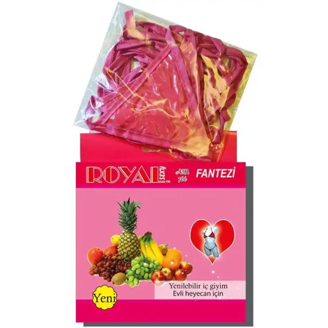 Pembe Yenilebilir Tropikal Aromalı Bağlamalı Kadın Fantezi İç Çamaşırı Takımı 