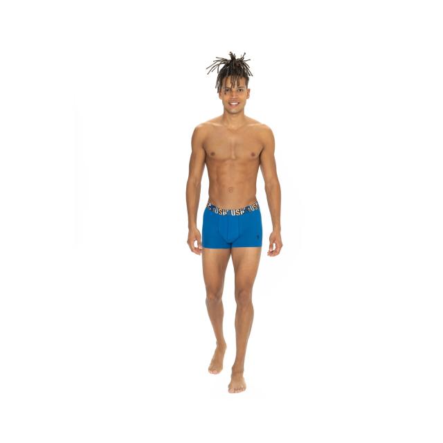 Saks Sarı Lacivert Logolu Lastikli Pamuklu Erkek 3'lü Boxer Seti U.S. Polo Assn.