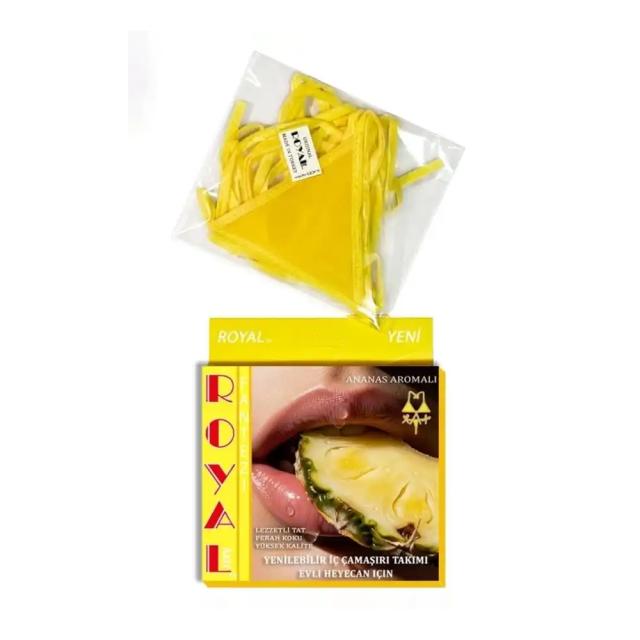 Sarı Yenilebilir Ananas Aromalı Kadın Fantezi İç Çamaşırı Takımı Sarı Yenilebilir Ananas Aromalı Kadın Fantezi İç Çamaşırı Takımı