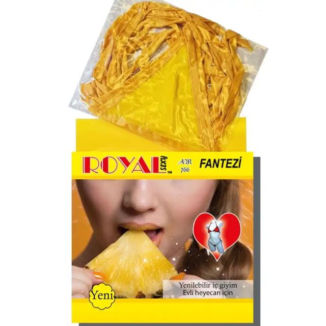 Sarı Yenilebilir Ananas Aromalı Kadın Fantezi İç Çamaşırı Takımı
