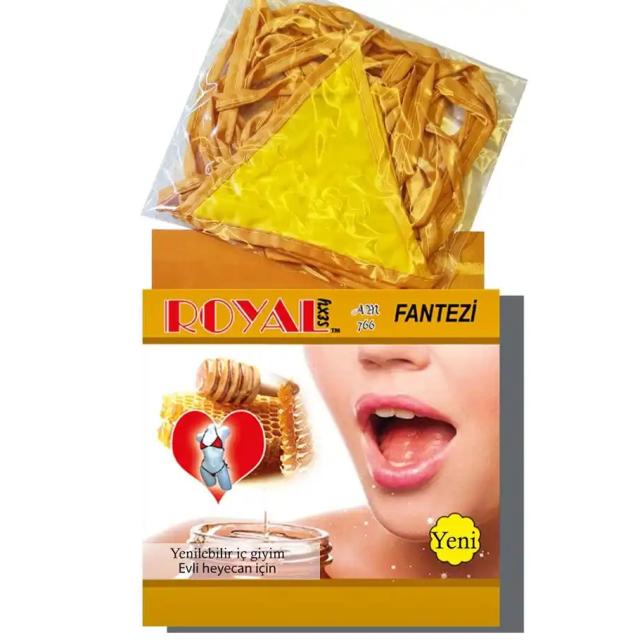 Sarı Yenilebilir Bal Aromalı Bağlamalı Kadın Fantezi İç Çamaşırı Takımı