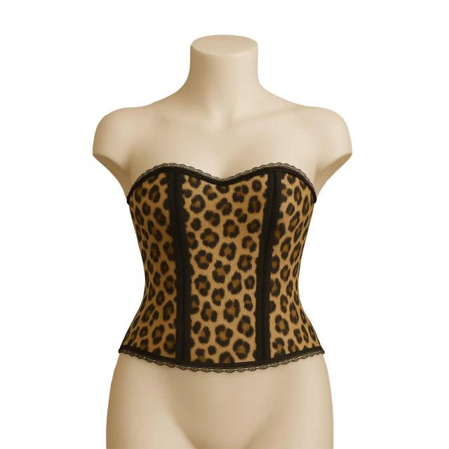 Sauna Etkili Leopar Desenli Fırfırlı Straplez Büstiyer Sauna Etkili Leopar Desenli Fırfırlı Straplez Büstiyer