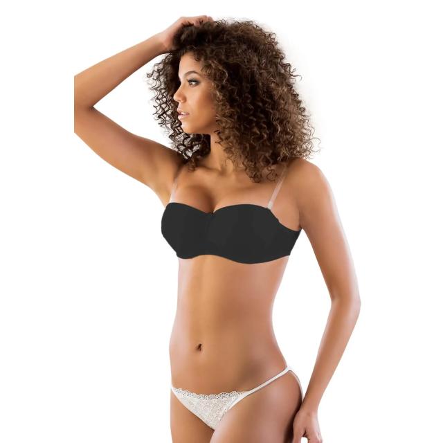 Şeffaf Askılı Siyah Push-Up Straplez Sütyen Şeffaf Askılı Siyah Push-Up Straplez Sütyen