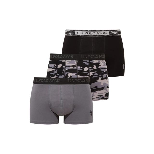 Siyah Antrasit Baskılı Pamuklu Erkek 3'lü Boxer Seti U.S. Polo Assn.
