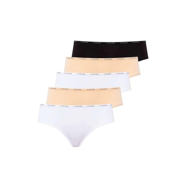 Siyah Beyaz Ten Logolu Lastik Bel Kadın 5'li Yüksek Bel Slip Külot U.S. Polo Assn. Siyah Beyaz Ten Logolu Lastik Bel Kadın 5'li Yüksek Bel Slip Külot U.S. Polo Assn.