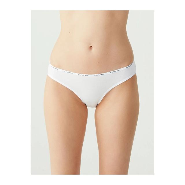 Siyah Beyaz Ten Pamuklu Logolu Lastik Bel Kadın 5'li Düşük Bel Slip Külot U.S. Polo Assn.
