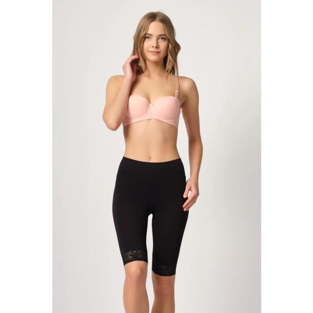 Siyah Dantelli Soft Uzun Paçalı Boxer