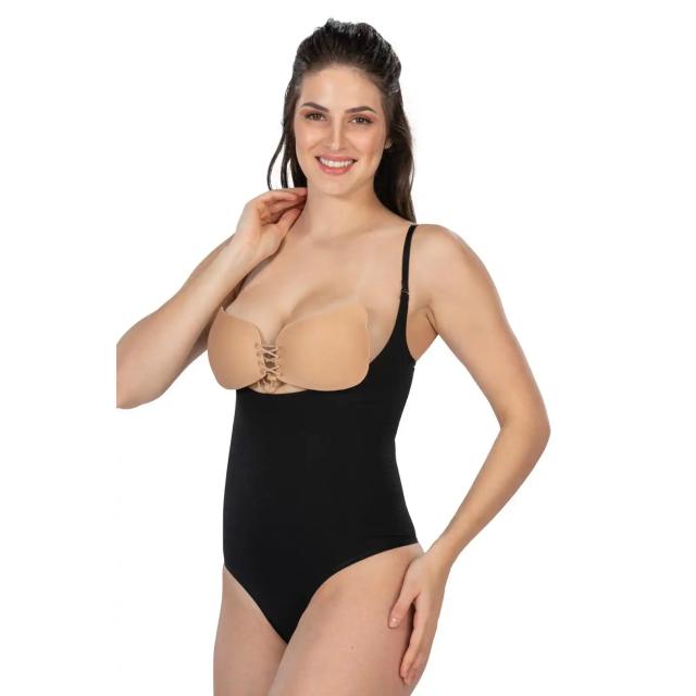 Siyah Dekolte Uyumlu String Body Korse