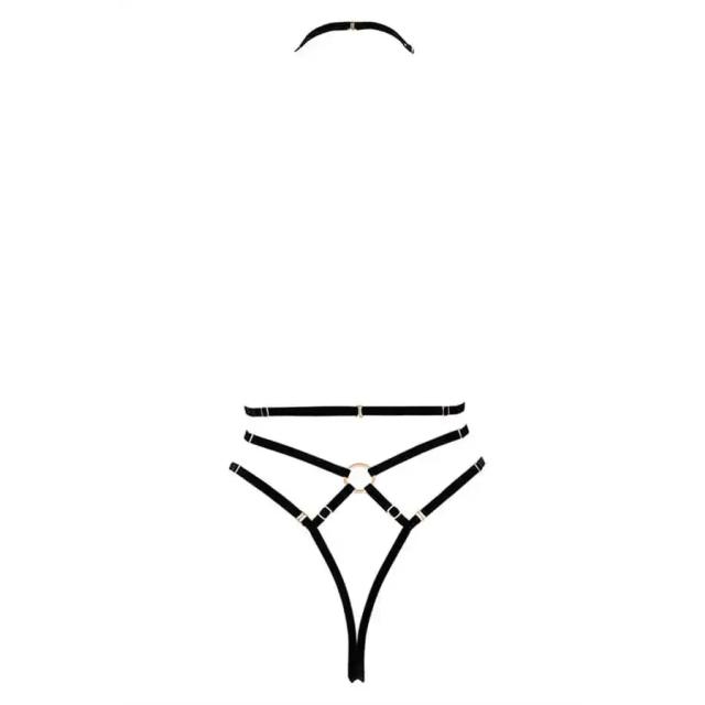 Siyah Göğüs Detaylı Kadın Fantezi Harness