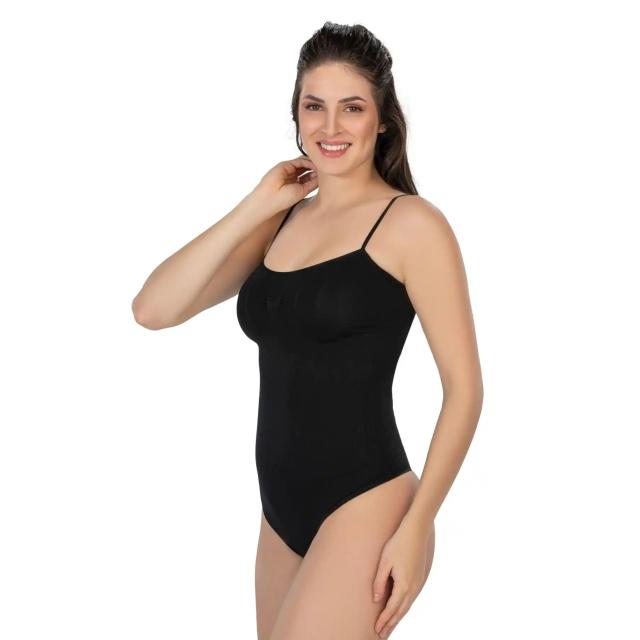 Siyah İp Askılı Ribana String Body
