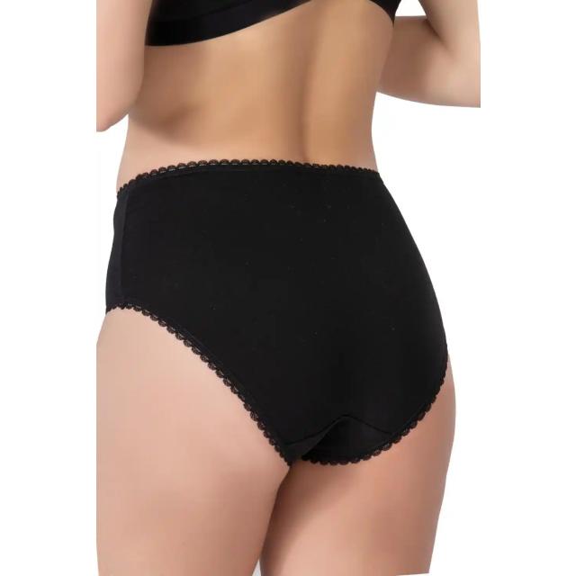 Siyah Modal Cotton Yüksek Bel Dantelli Külot