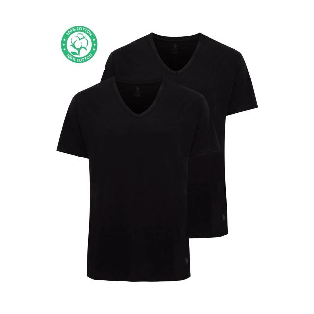 Siyah Pamuk Erkek Kısa Kol V Yaka Atlet 2’li Paket U.S. Polo Assn. Siyah Pamuk Erkek Kısa Kol V Yaka Atlet 2’li Paket U.S. Polo Assn.