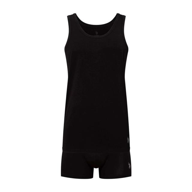 Siyah Pamuklu Bisiklet Yaka Erkek Atlet Boxer Şort Set U.S. Polo Assn. Siyah Pamuklu Bisiklet Yaka Erkek Atlet Boxer Şort Set U.S. Polo Assn.