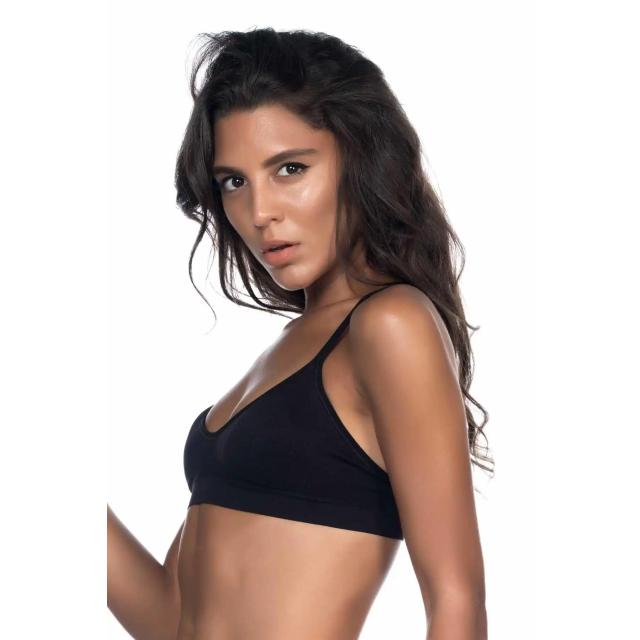 Siyah Pedli İnce Askılı Büstiyer