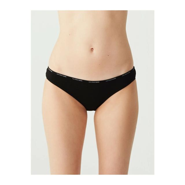 Siyah Ten Beyaz Fuşya Lacivert Pamuk Karışımlı Likralı Logo Yazılı Lastik Bel Kadın 5'li Düşük Bel Slip Külot U.S. Polo Assn.
