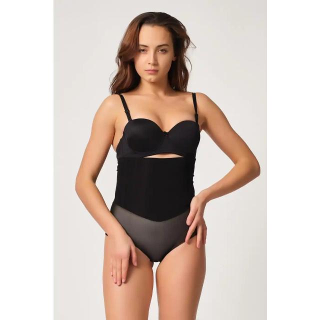 Siyah Tül Lazer Kesim Slip Korse Siyah Tül Lazer Kesim Slip Korse