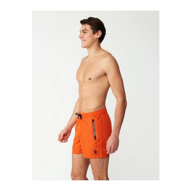 Turuncu Polyester Fermuar Cepli Bağcıklı Erkek Orta Boy Deniz Şortu U.S. Polo Assn. 