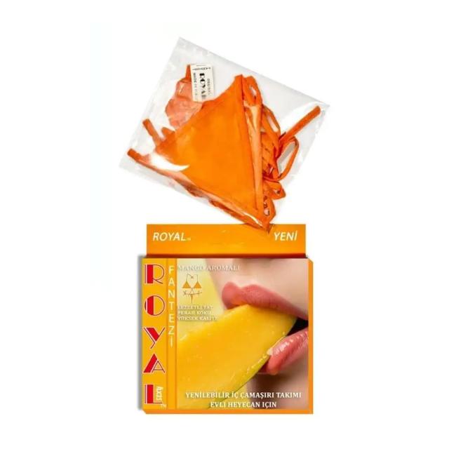 Turuncu Yenilebilir Mango Aromalı Bağlamalı Kadın Fantezi İç Çamaşırı Takımı Turuncu Yenilebilir Mango Aromalı Bağlamalı Kadın Fantezi İç Çamaşırı Takımı