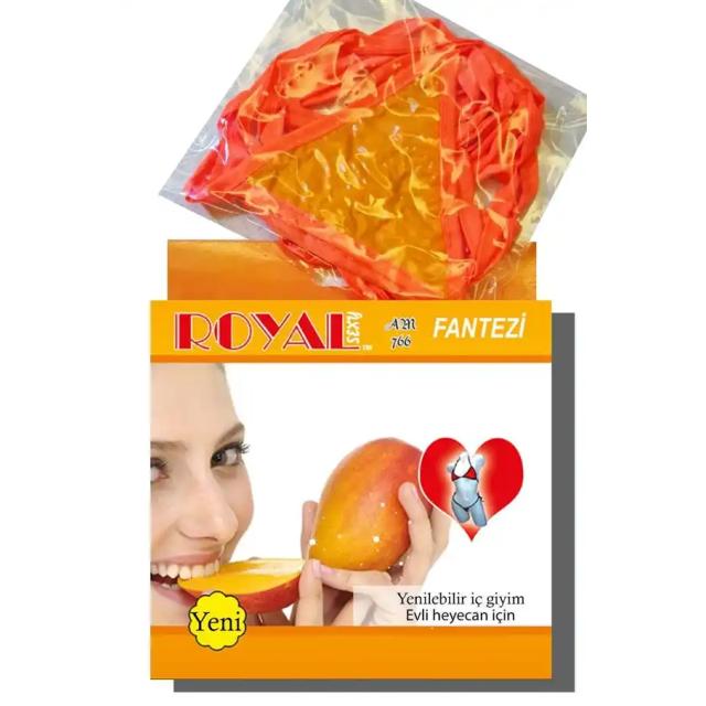 Turuncu Yenilebilir Mango Aromalı Bağlamalı Kadın Fantezi İç Çamaşırı Takımı